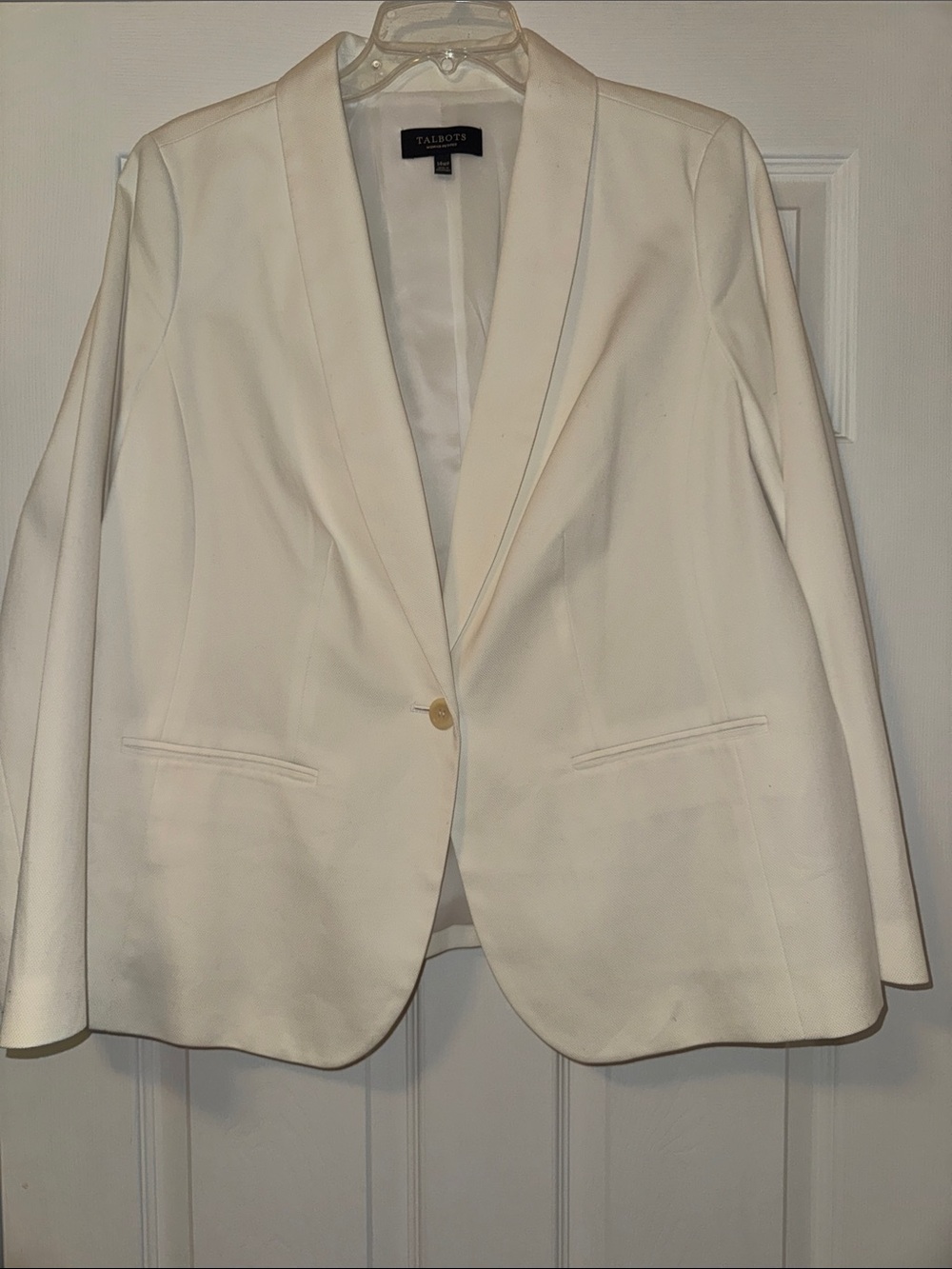 Talbots Cream Single-Button Shawl Collar Blazer